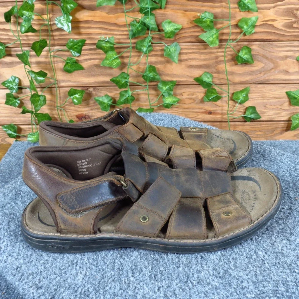 ABEO‎ Brody Men Fisherman Sandal Size 10 Casual Comfort Brown Leather Strappy